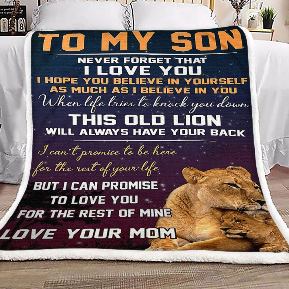 To My Son Lion Fleece Blanket All Over Prints