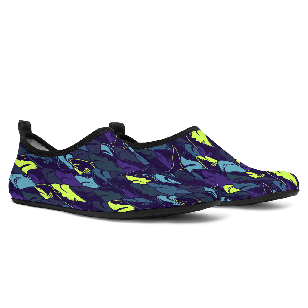 Shark Neon Color Print Aqua Water Shoes