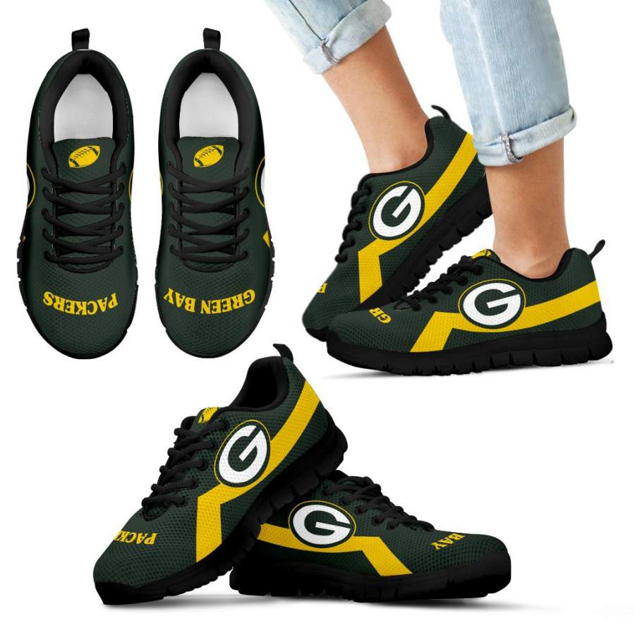 Green Bay Packers Line Logo Sneakers - GoSportPrint