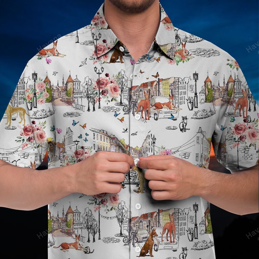 Pharaoh Hound Hawaii Shirt Dog Floral City Ha9495