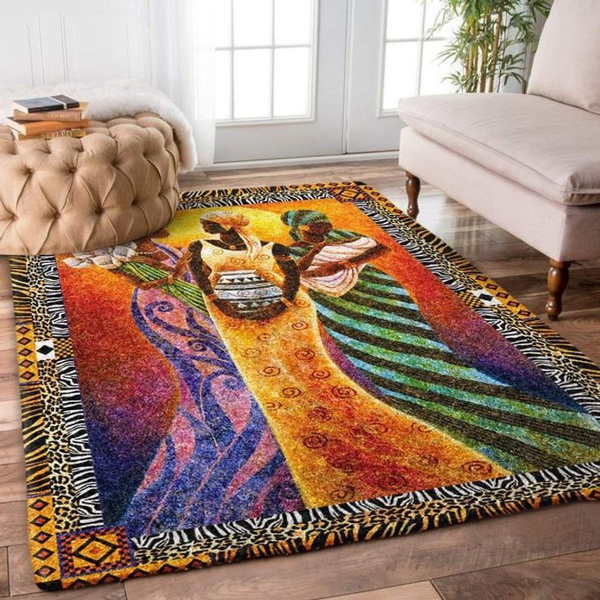 African 3 Women Anti-Skid Plush Velour Area Rug | Ar1848