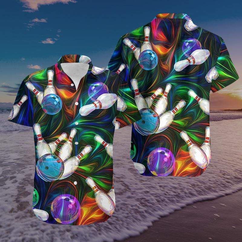 Shop Amazing Colorful Light Bowling Unisex Hawaii Aloha Shirts Ha28614