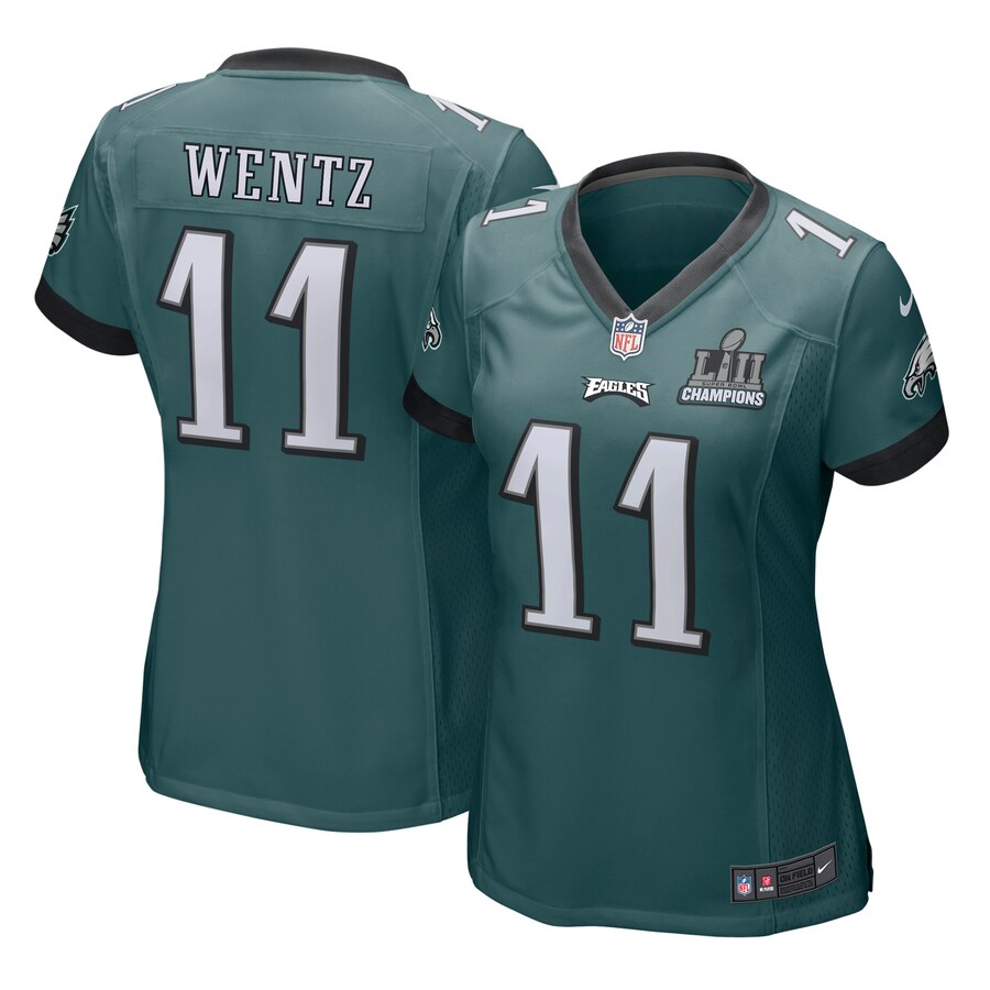 Carson Wentz Philadelphia Eagles Nike Womens Super Bowl Lii Champions Patch Game Jersey – Midnight Green