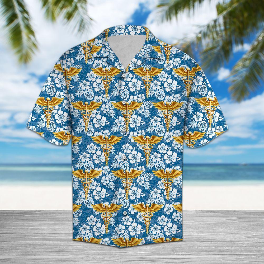 Nurse Hawaii Shirt Caduceus Tropical Aloha Ha9345