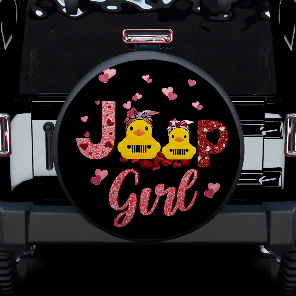 Couple Duck Love Jeep Girl Cute Valentine Car Spare Tire Covers Gift For Campers