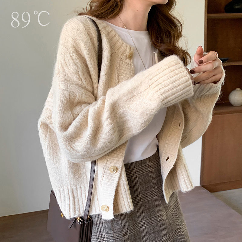 Cardigan Women Sweater All-match Leisure Solid Retro Tender Elegant Fashion Knitting Clothes Outerwear Ladies Loose-fitting New alx