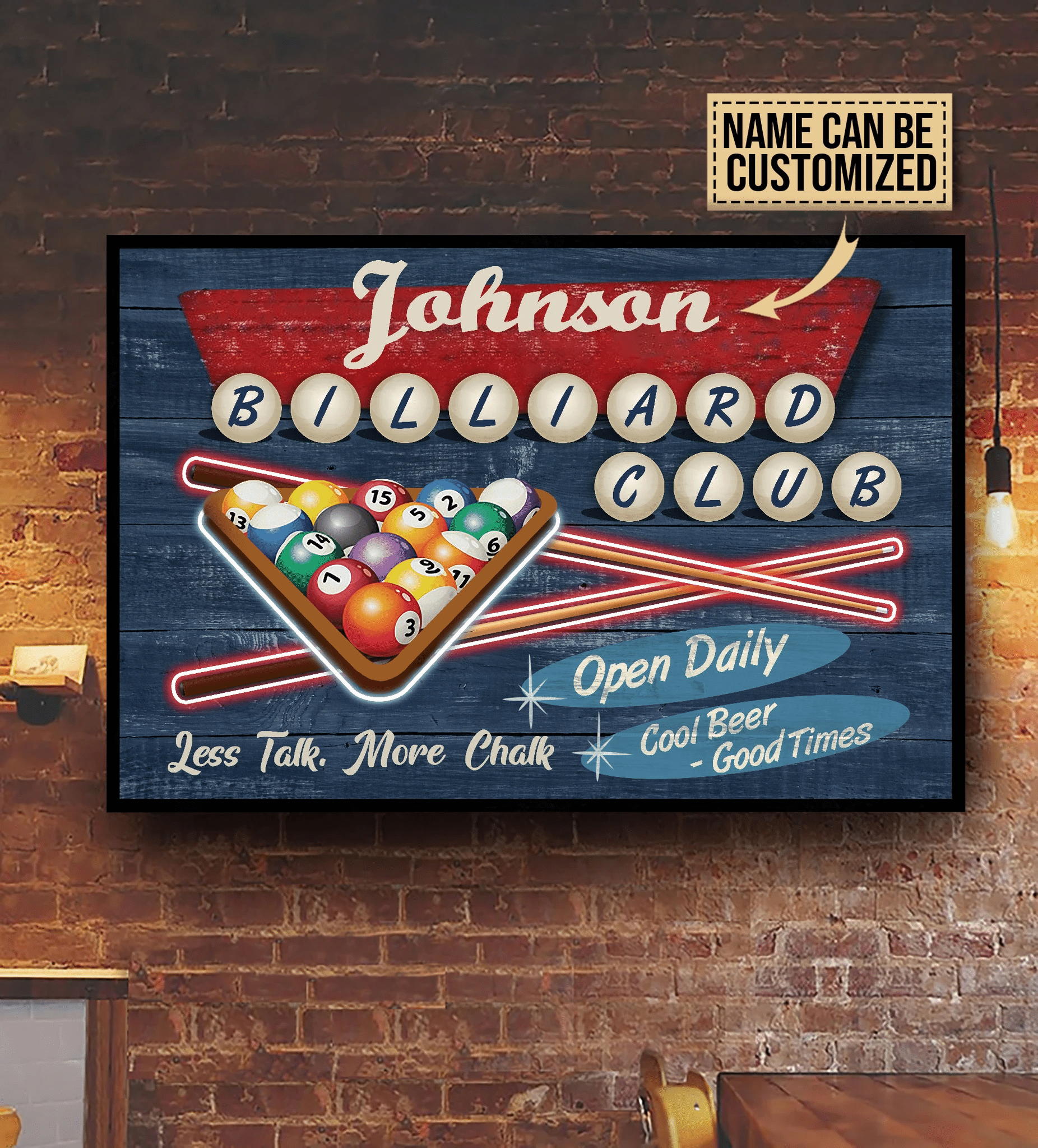 Personalized Billiard Club Good Times Horizontal Poster Poster Art Design