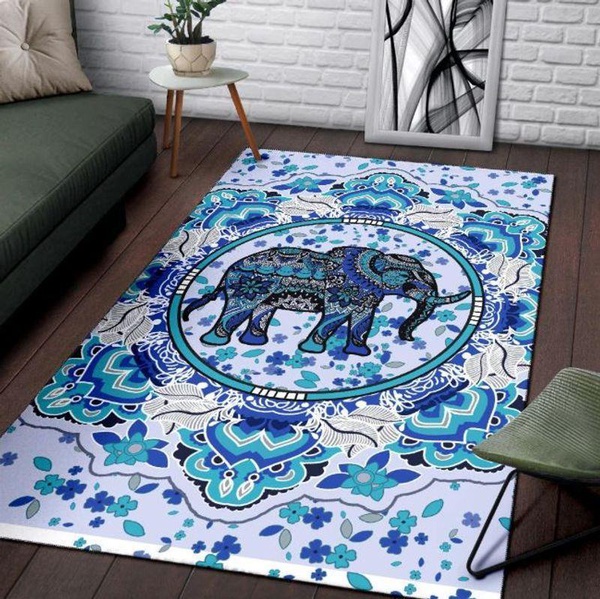 Mandala Elephant Rectangle Rug 26