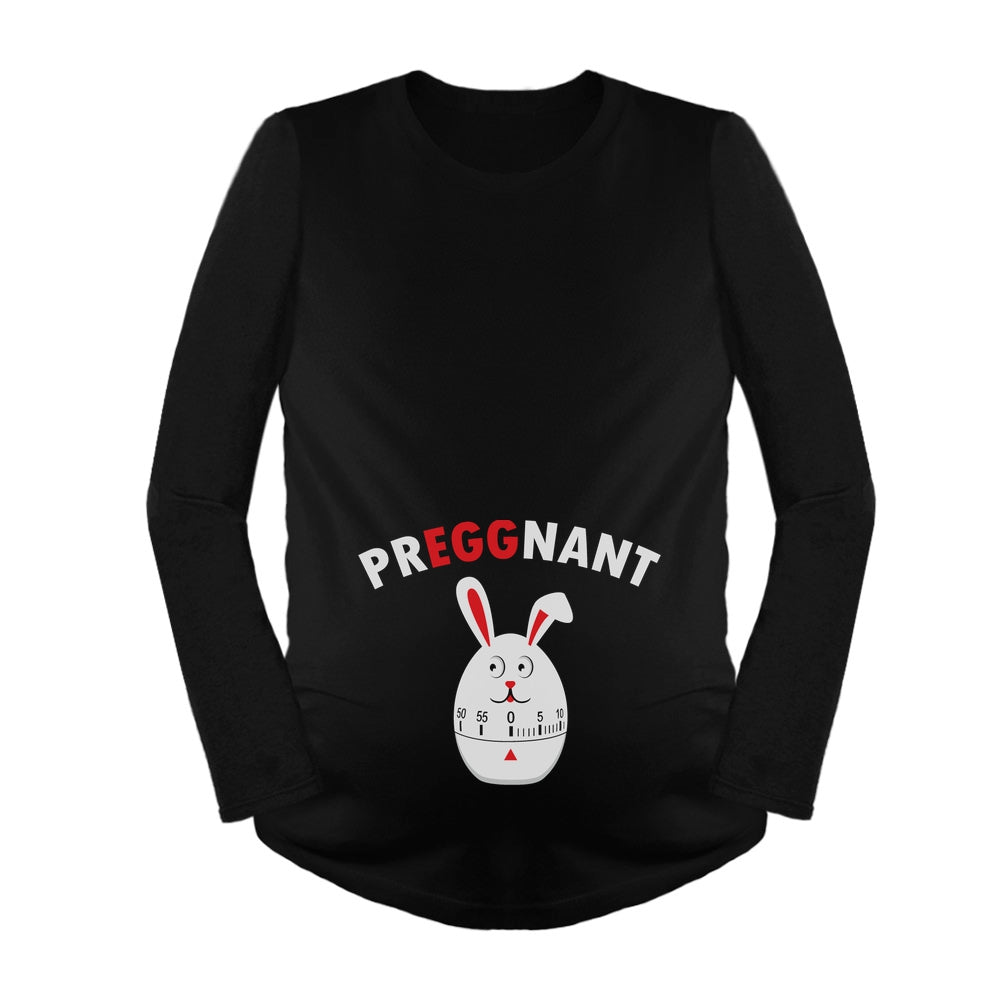 Preggnant Easter Bunny Maternity Long Sleeve Shirt