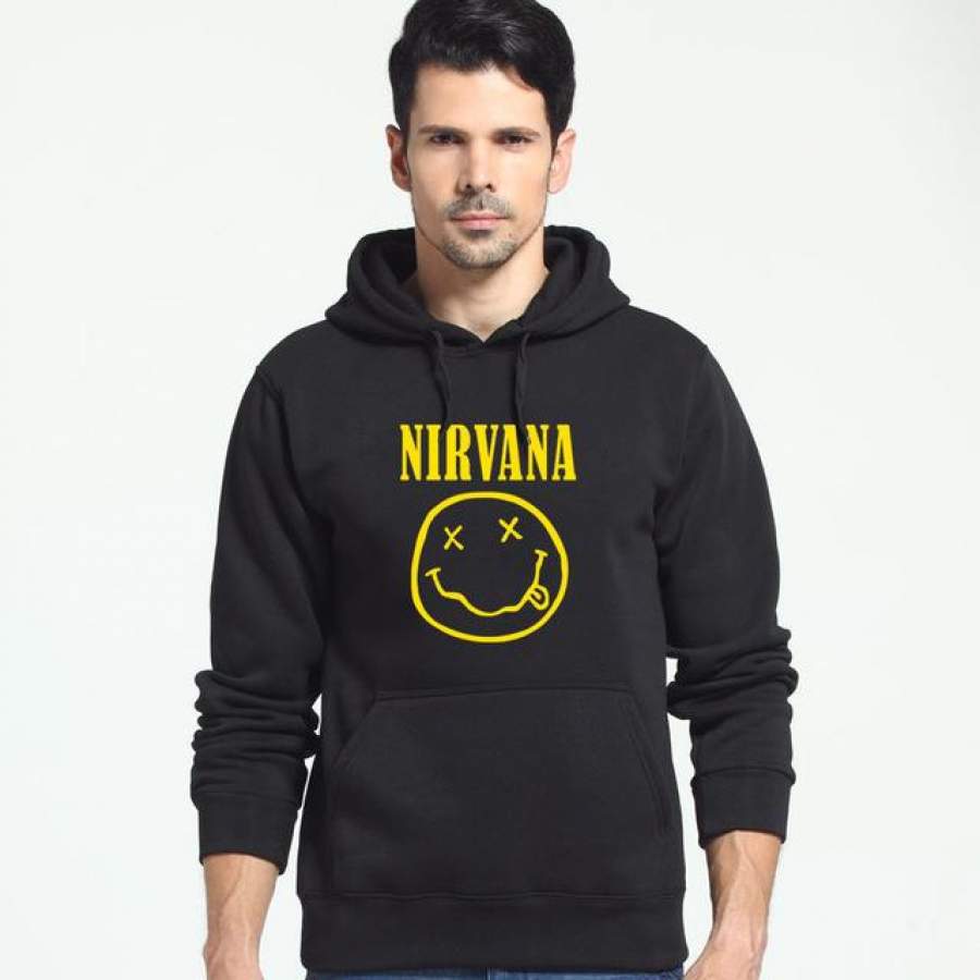 Nirvana Face Smile Print Hoodie Sweatshirt