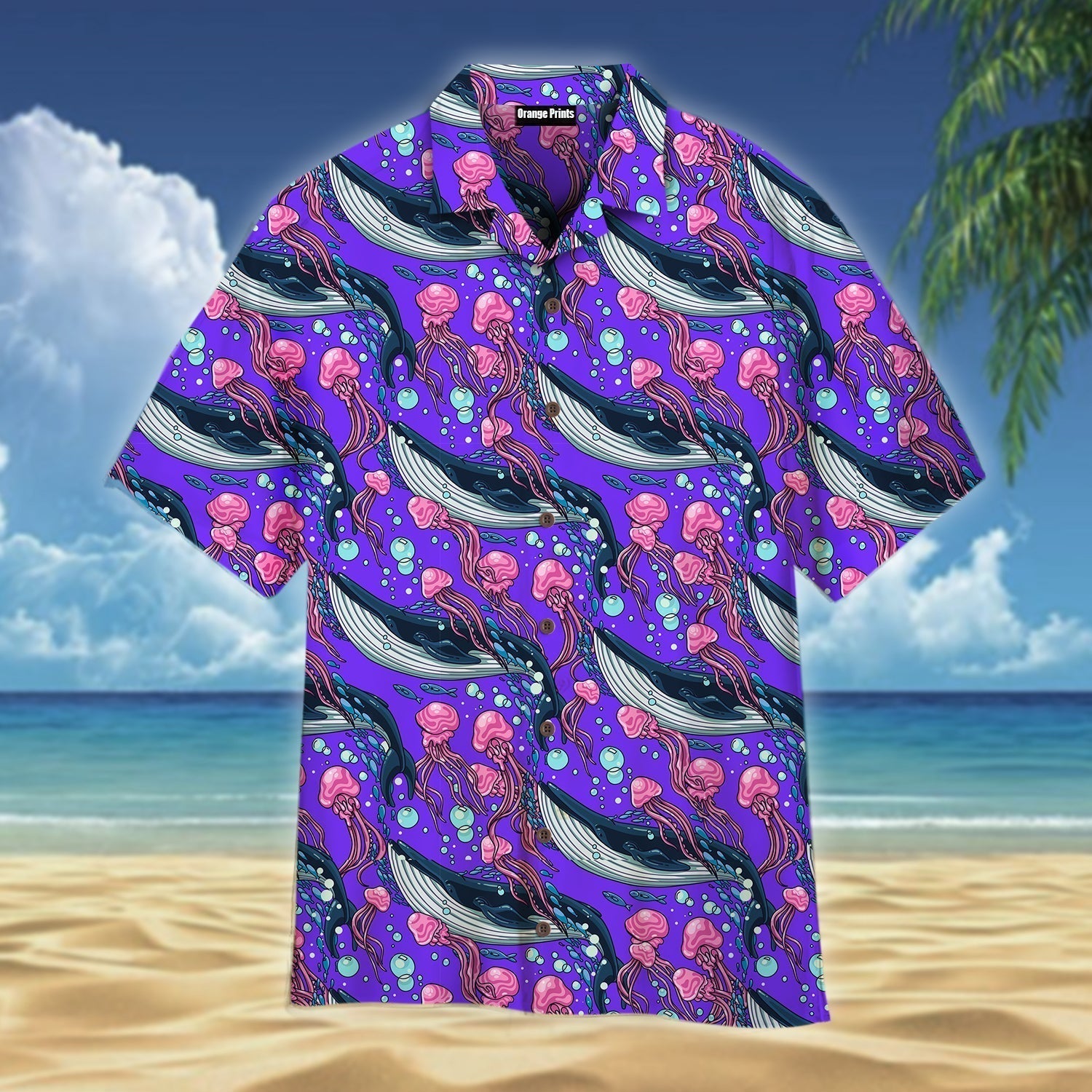 Whales With Jellyfish Aloha Hawaiian Shirts For Men & For Women | Wt1790