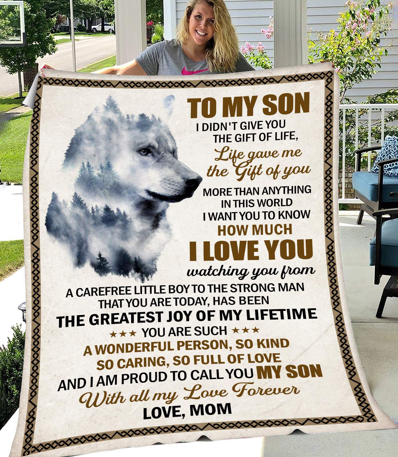 To My Son, Gift For Son From Mom, Birthday Gift For Him Son, To My Son Wolf Fleece Blanket