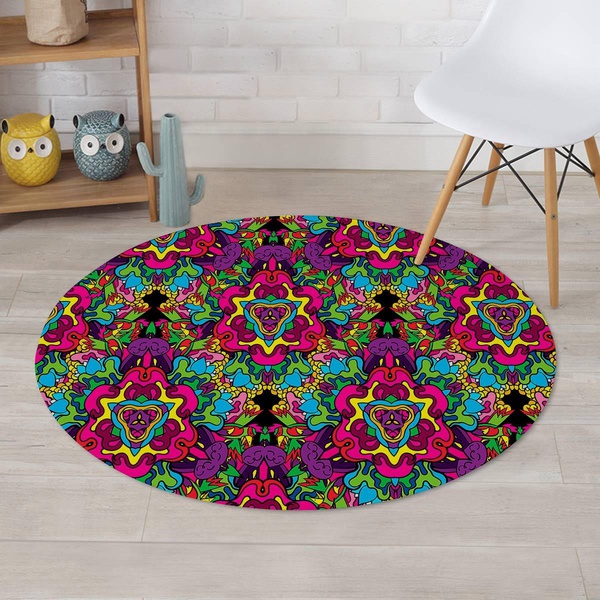 Animal Hippie Psychedelic Round Rug