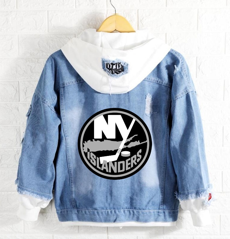 New York Islanders Jeans Denim Hoodie Jacket