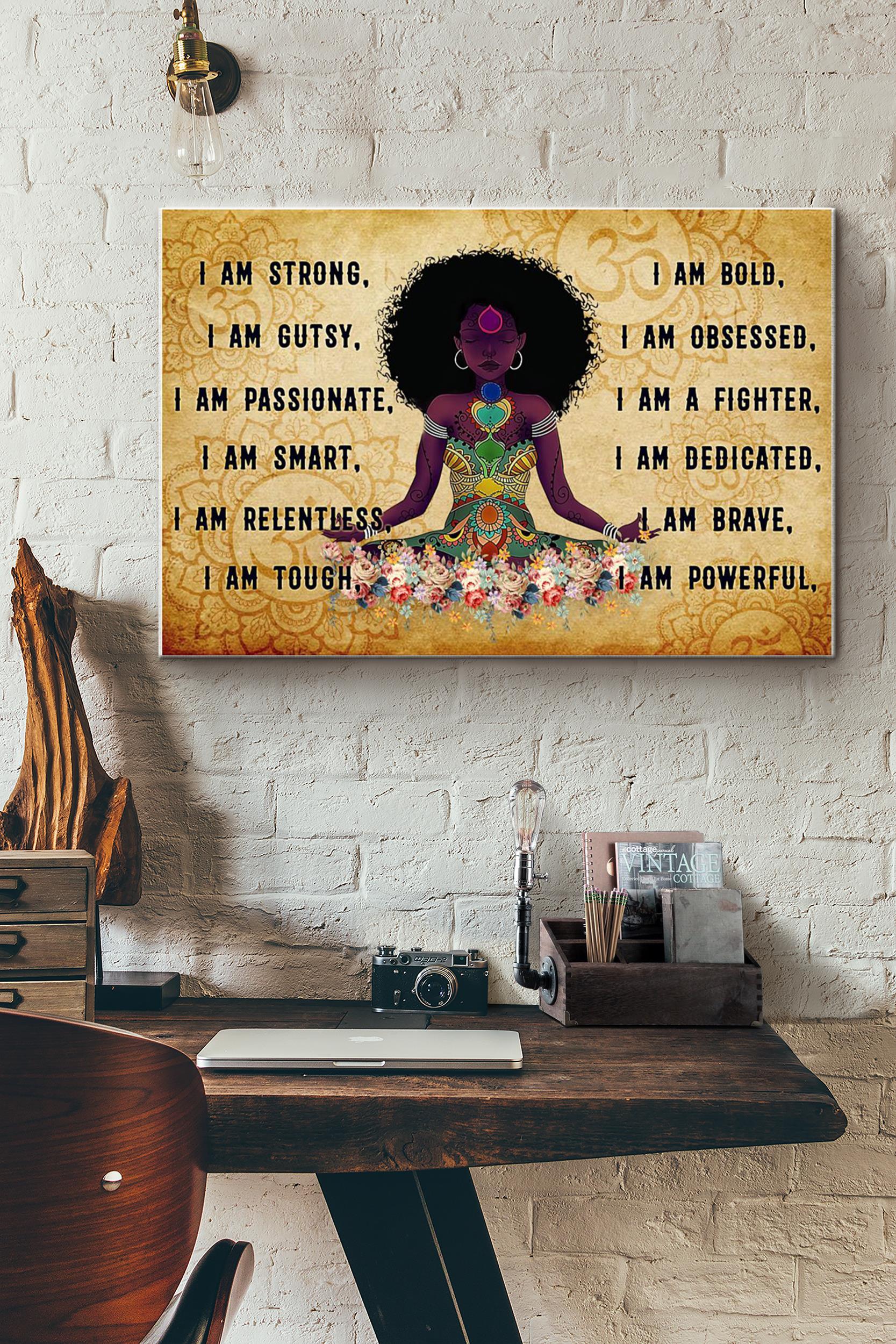 Black Girl Yoga I Am Poster Wrapped Canvas