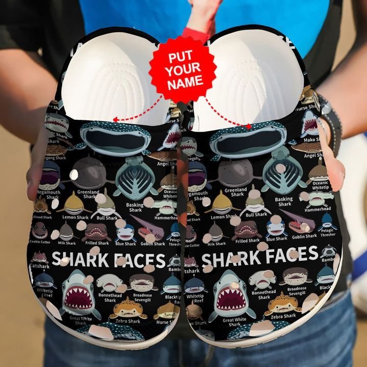 Shark Crocs – Shark Faces  Pattern Custom Clog Shoes