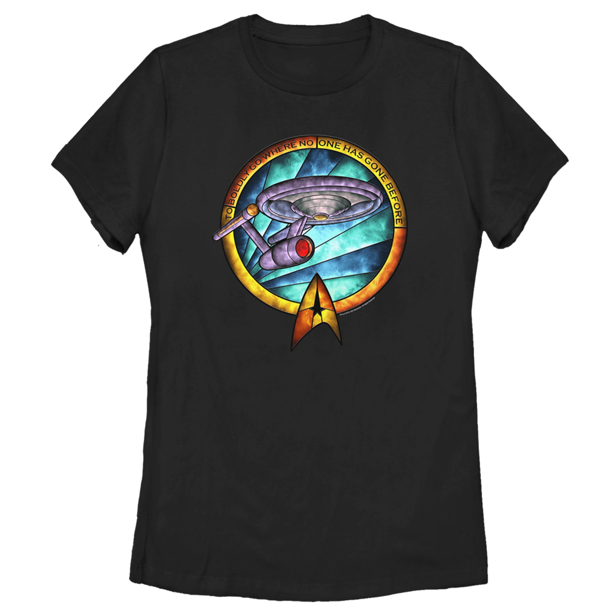 Women’S Star Trek Uss Enterprise Stained Glass To Boldly Go T-Shirt