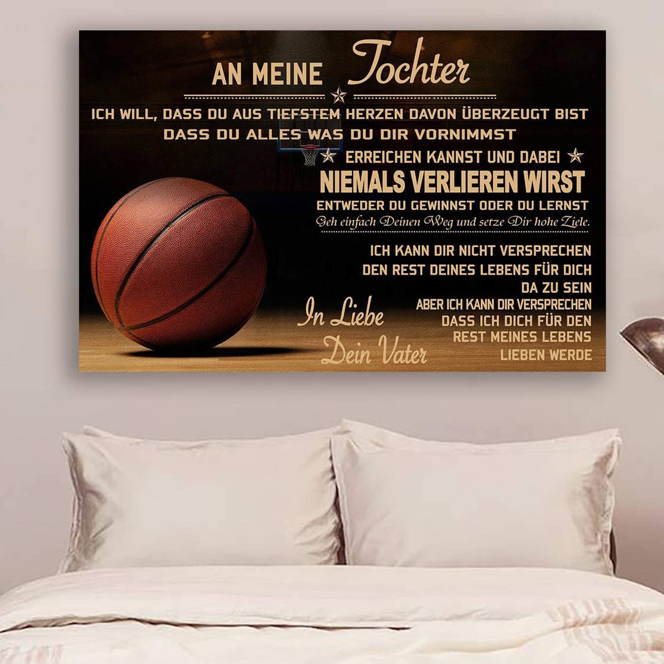 Poster for Room Aesthetic -Command Strips Wall Decor – Cv758 Qh Basketball Poster – Dad to Daughter – Never Lose German Version