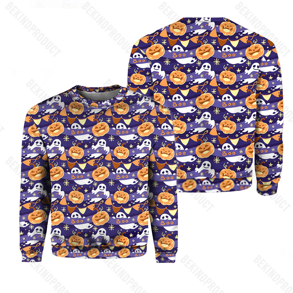 Halloween Pumkin Ghost Climbing Purple Crewneck Sweatshirt All Over Print Sweatshirt For Women Sweatshirt For Men Swn1055