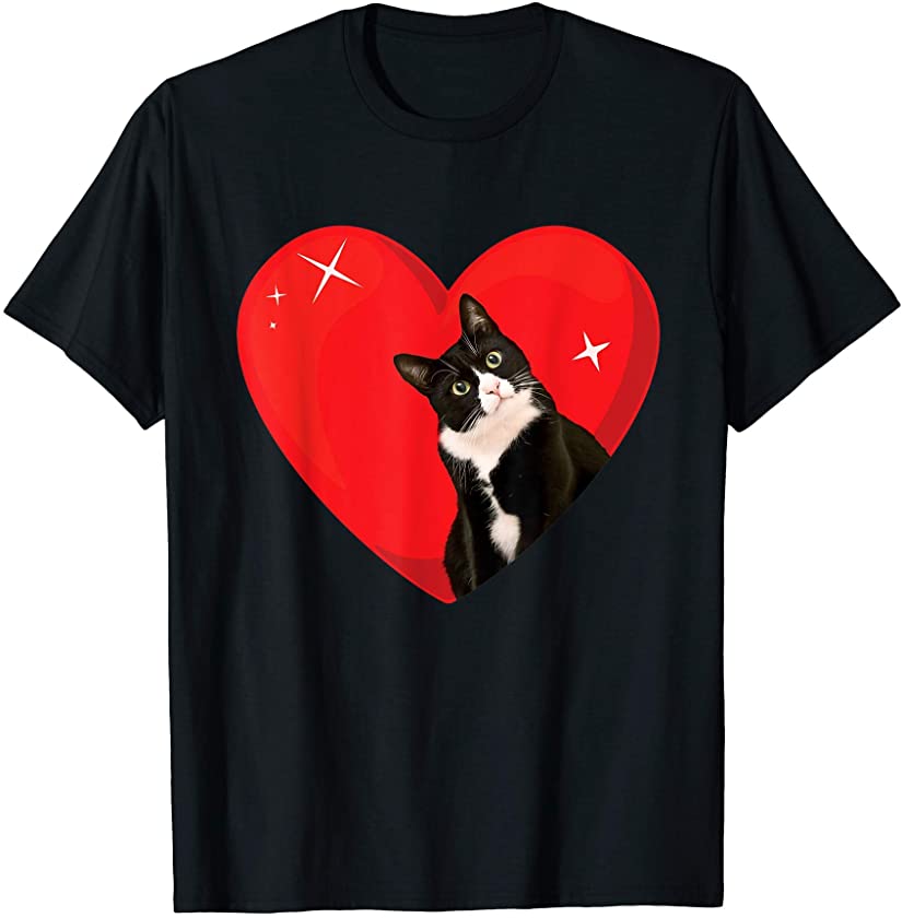 Tuxedo Cat Valentine Heart For Kitten And Animal Lovers Gift T-Shirt