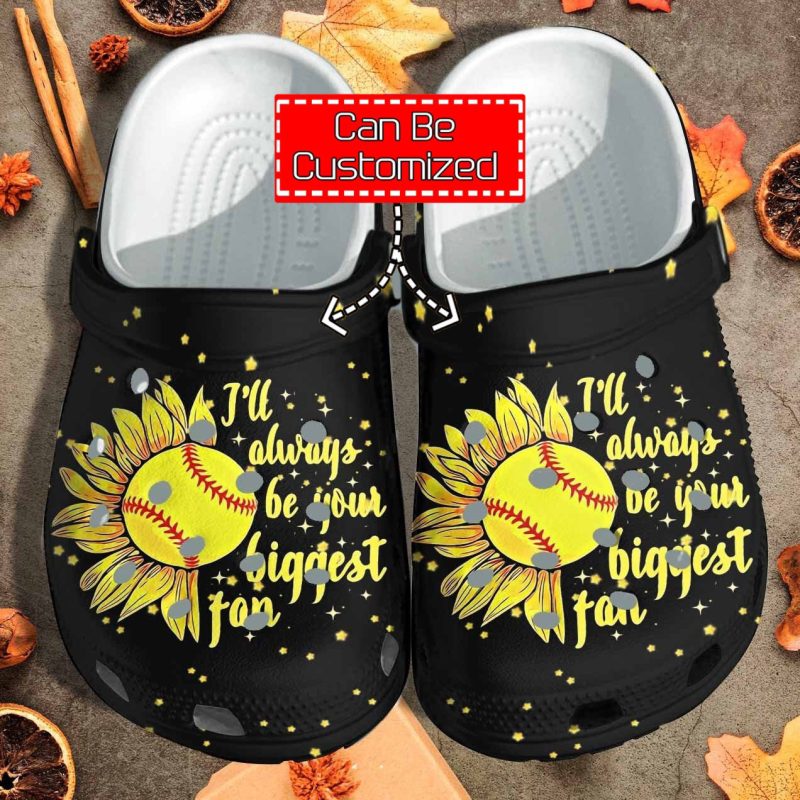 Sunflower Baseball Ill Always Be Your Biggest Fan clog Shoes Custom