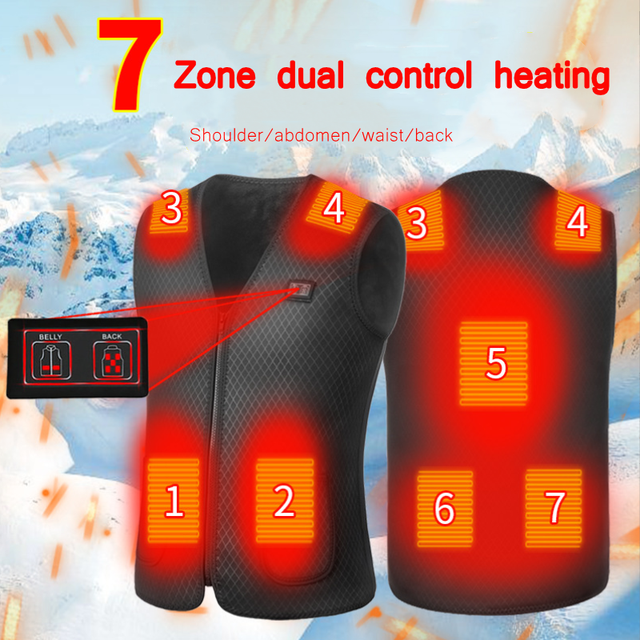 16 Area Heating Vest Men/Women Casual V-neck USB Heated Vest Smart Control Temperature Heating Jacket Cotton Coat Winter Hunting alx