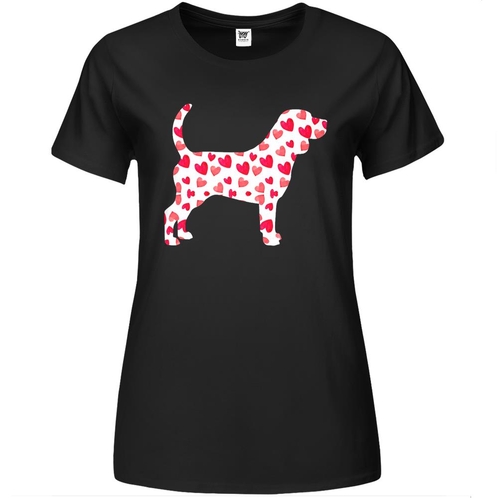 Valentines Day Beagle Hearts Puppy Dog Lover Premium Womens T Shirts