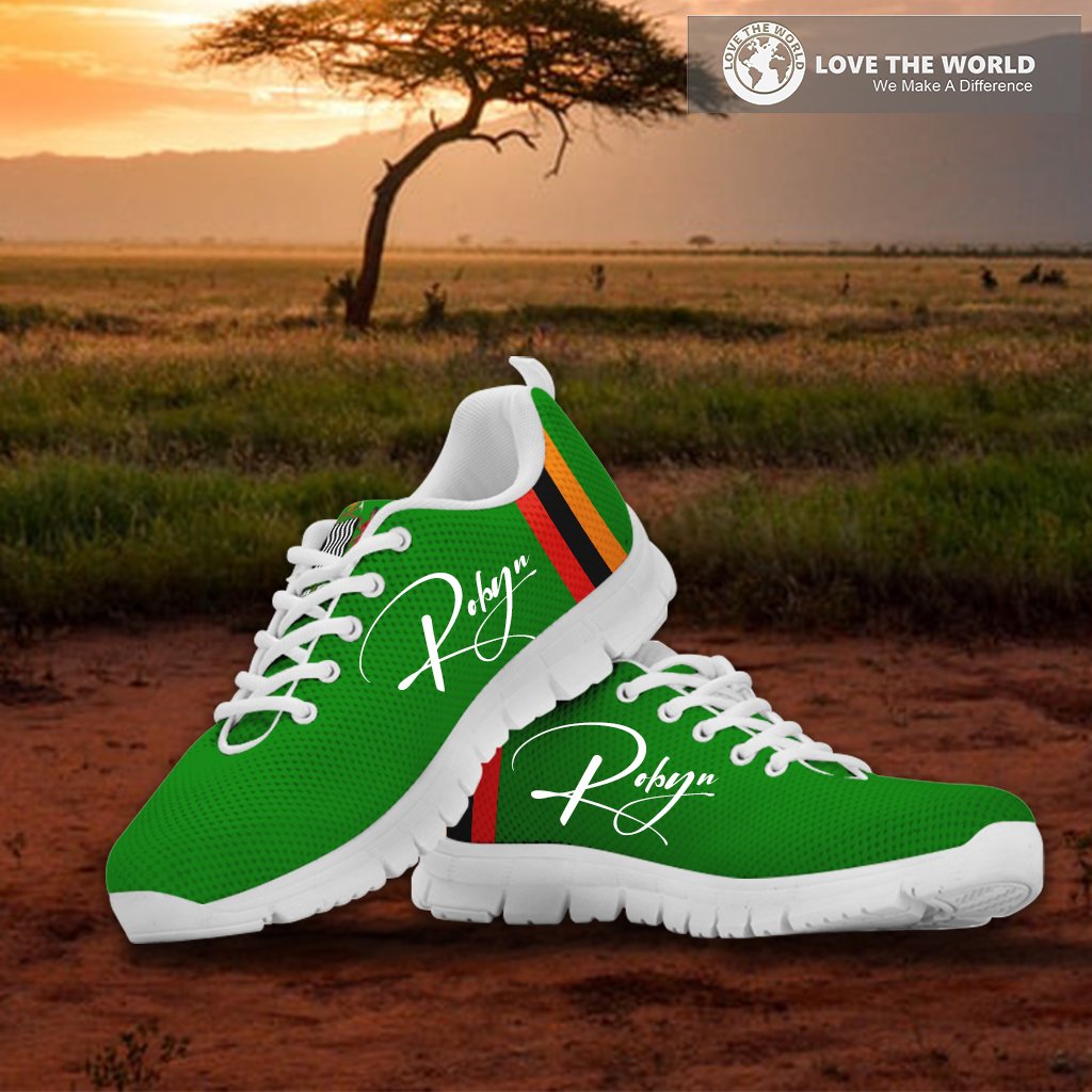 (Custom) Zambia Sneakers Flag Coat Of Arms Personalized Signature A10