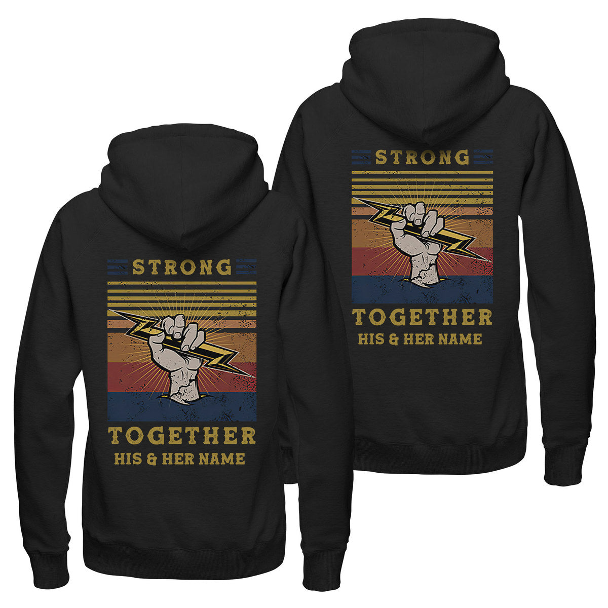 Personalized Strong Together Hoodie, Custom Couple Hoodie, Husband Wife Hoodie, Unisex Hoodie