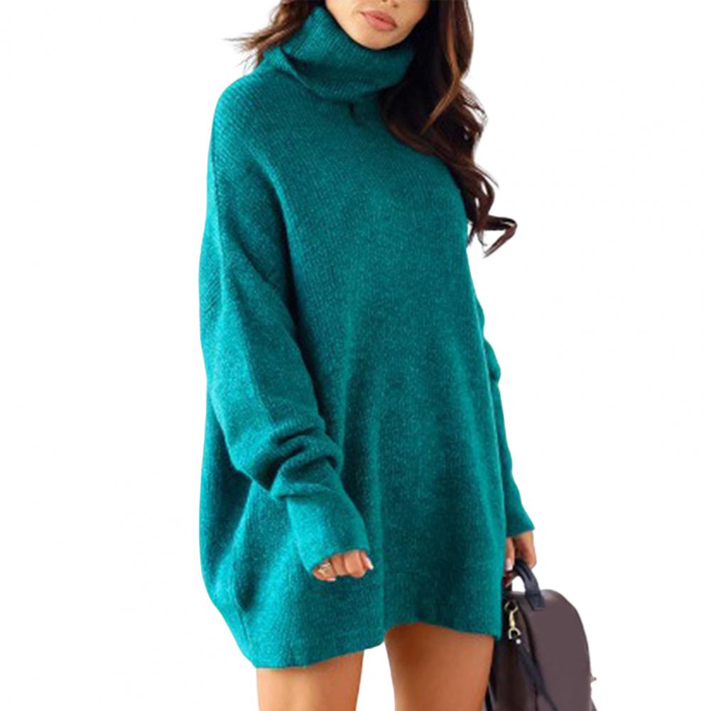 Women Sweater Loose Thermal Winter Long Sleeves Sweater Neck Protection for Home Wear alx