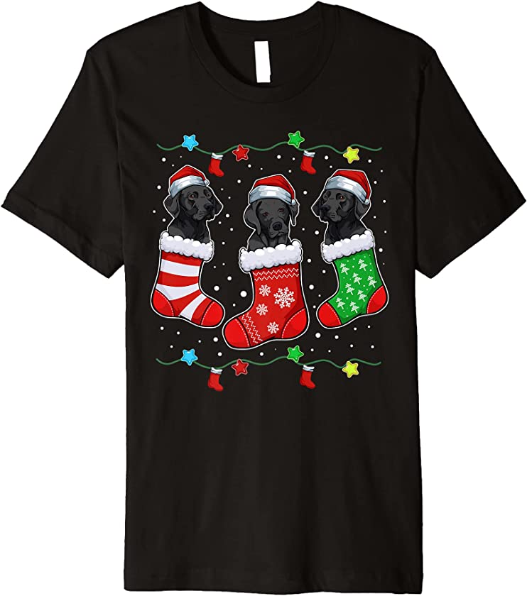 Labrador Santa Hat Socks Christmas Pajama Cute Dog Puppy Premium T-Shirt