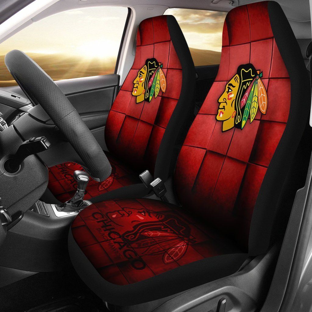 Chicago Blackhawks Car Seat Covers 2pcs v5