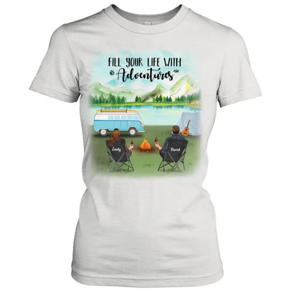 Custom Personalized Camping T-Shirt/ Pullover Hoodie – Couple/ Parents With Upto 6 Kids And 2 Pets – Best Gift For Camping Lover