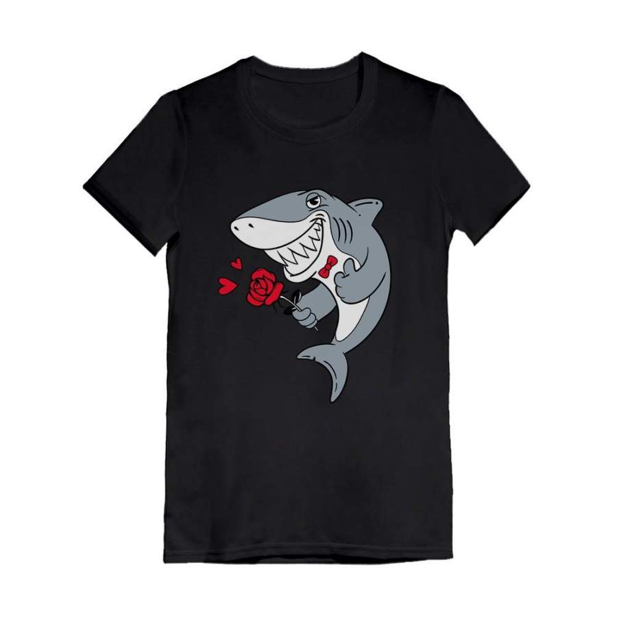 Valentine’s Day Shark with Roses Infant Girls’ Fitted T-Shirt