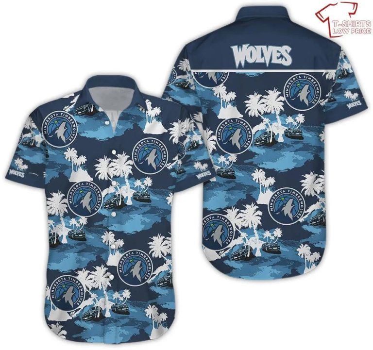 Nba Minnesota Timberwolves White Blue Trendy Hawaiian Shirt Aloha Shirt