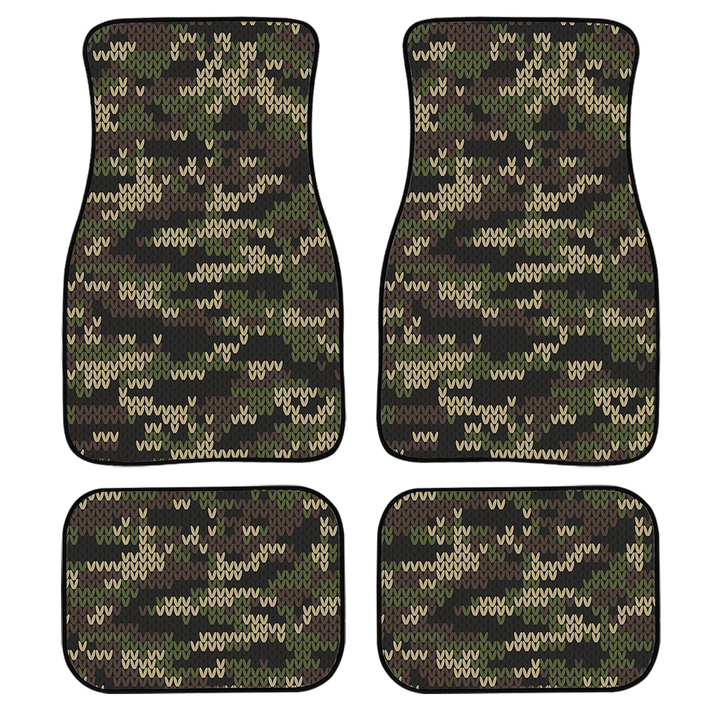 Army Camouflage Knitted Pattern Print Front And Back Car Floor Mats, Front Car Mat