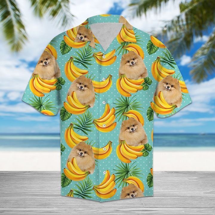 Tropical Banana Pomeranian Hawaiian Shirt Summer Button Up For Men, Women, Couple