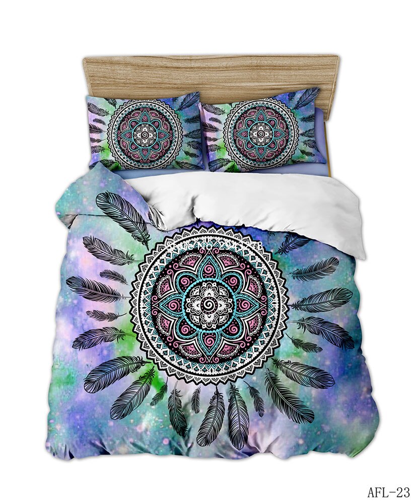 3D Printed Bohemian Style Elephant Lion Pattern Bedding Set Fashion Duvet Covered Pillowcase Bed Home Woven Adult Bedroom Decor