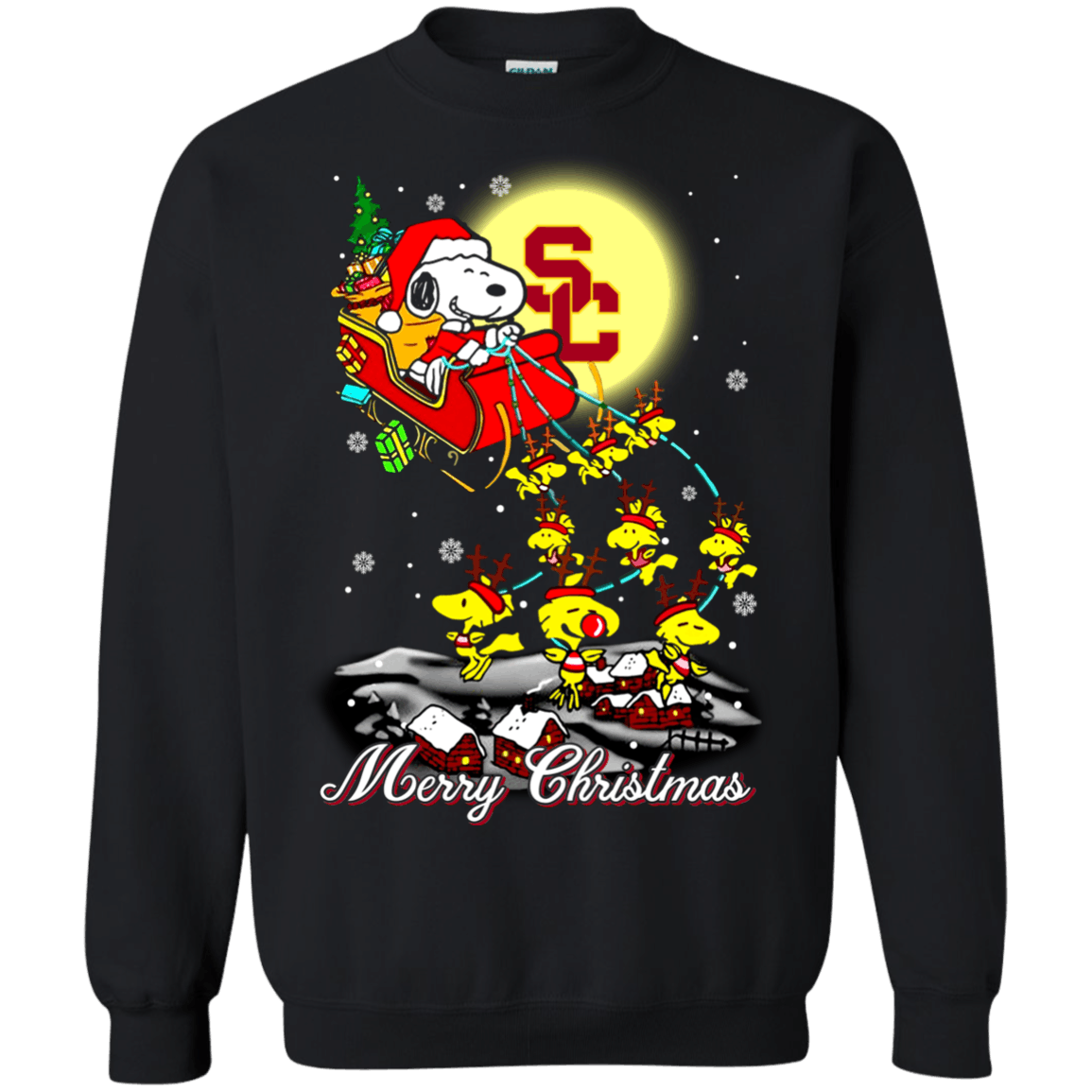 Fantastic USC Trojans Ugly Christmas Sweaters Santa Claus With Sleigh ...