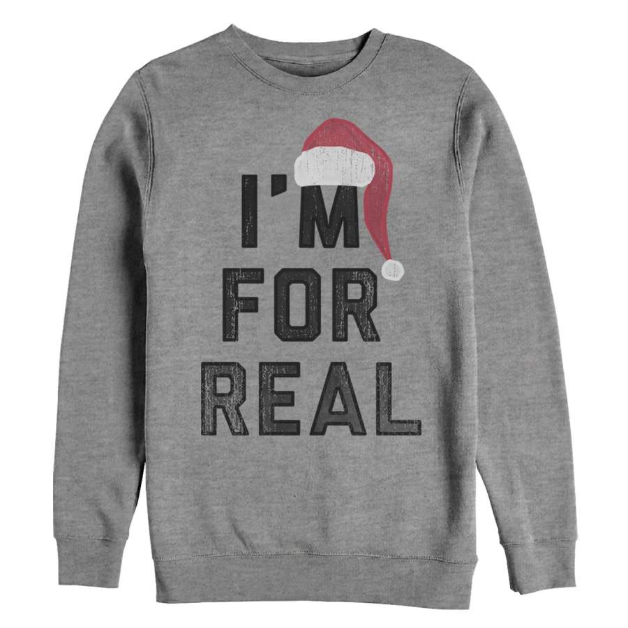 Lost Gods Men’s Christmas Santa Claus I’m For Real  Sweatshirt