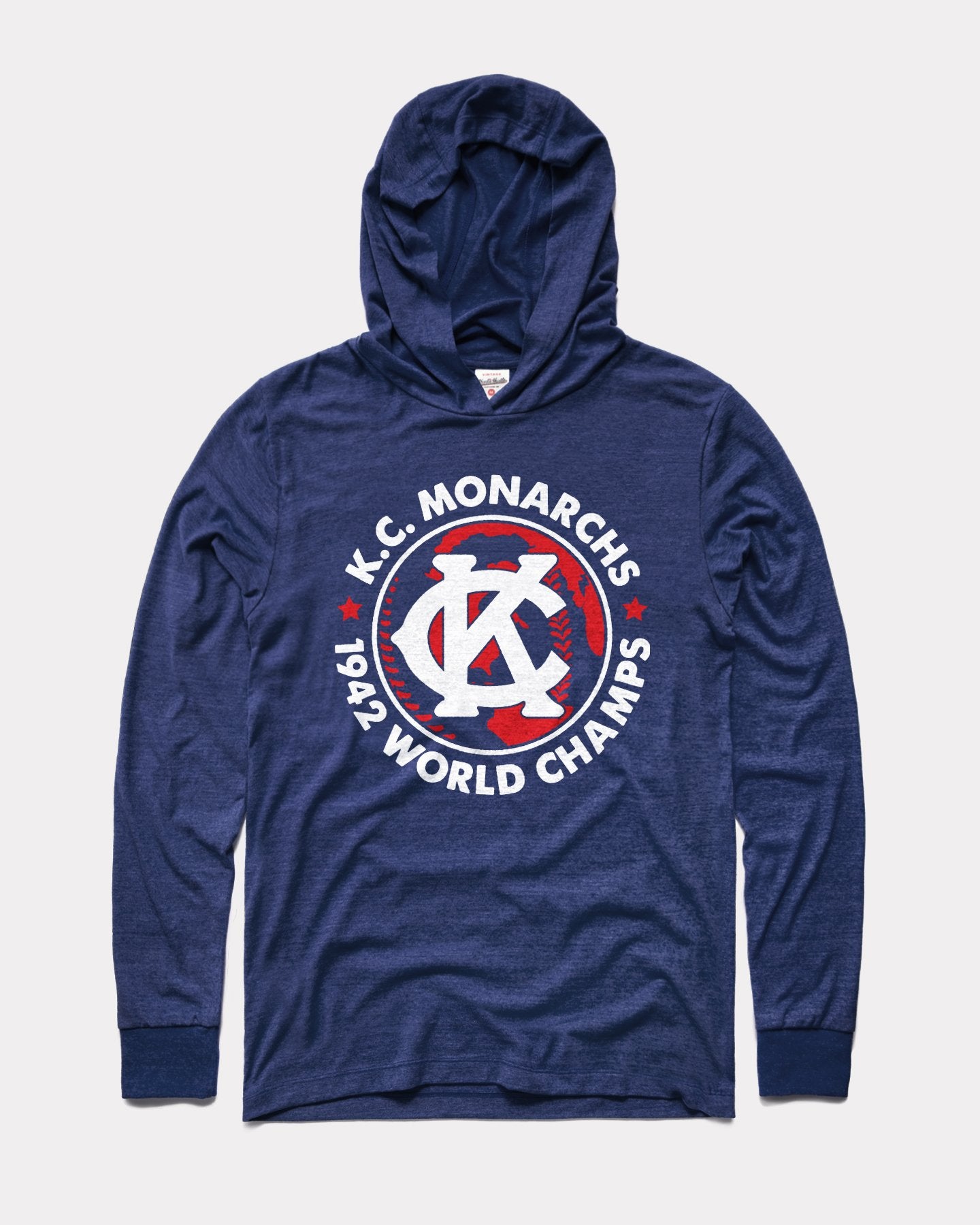 Kansas City Monarchs ’42 Champs Vintage Navy Lightweight Hoodie Sweatshirt