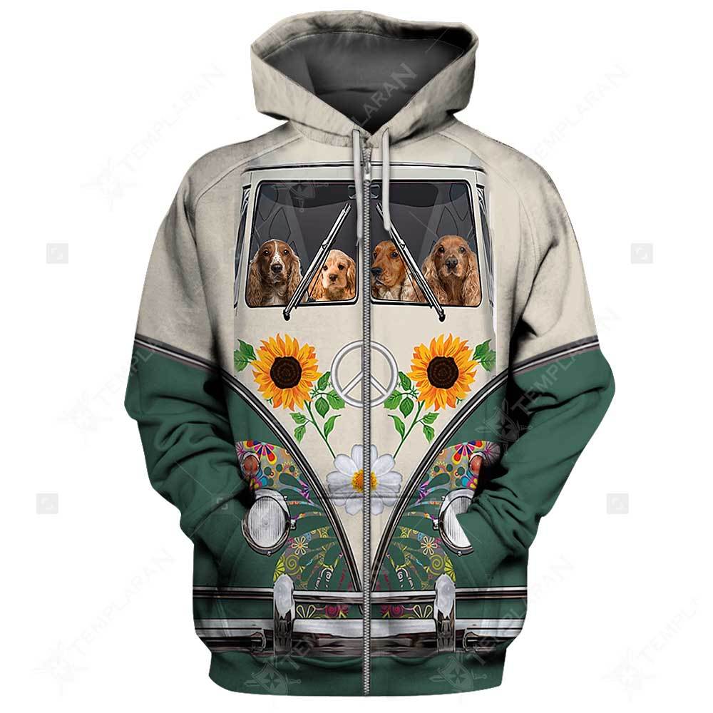 Cocker Spaniel Paw Prints 3D Zip Hoodie And T-Shirt Full Printing