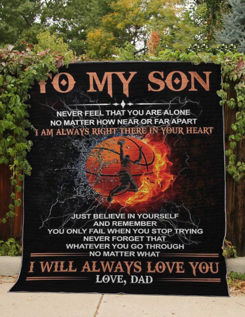 To My Son Blanket, Fleece Blanket, I Will Always Love You, Love Dad, Gift For Son Family Home Decor Bedding Couch Sofa Soft And Comfy Cozy