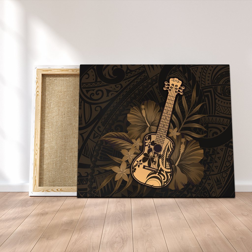 Hawaiian – Hawaii Ukulele Flower Canvas – Gold – AH – J4C