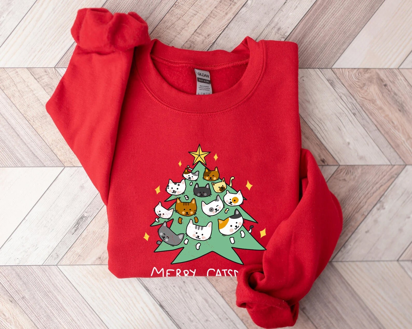 Merry Catmas Sweatshirt, Funny Christmas Sweat, Holiday Crewneck, Meowy Christmas, Cute Cat Sweater