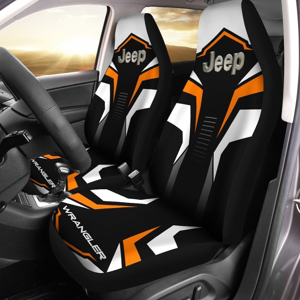 Jeep Wrangler Car Seat Cover (Set Of 2) Ver 4 (Orange)