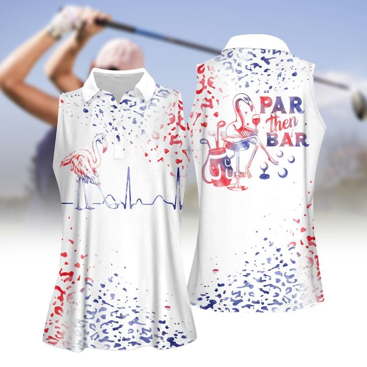 Watercolor Leopard Par Then Bar Flamingo Women Golf Polo Shirt