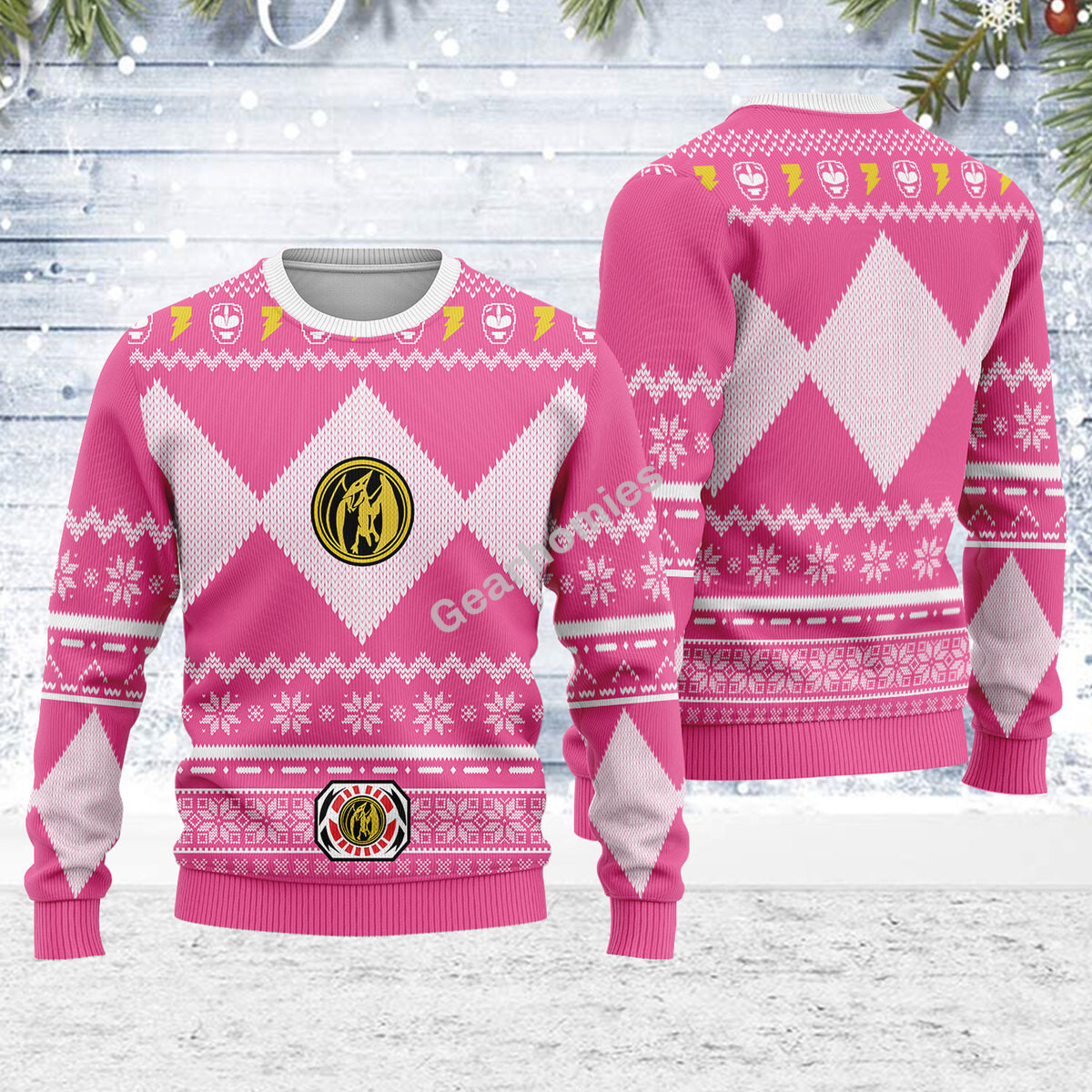 Merry Christmas Unisex Christmas Sweater Pink Power Ranger 3D Apparel ...
