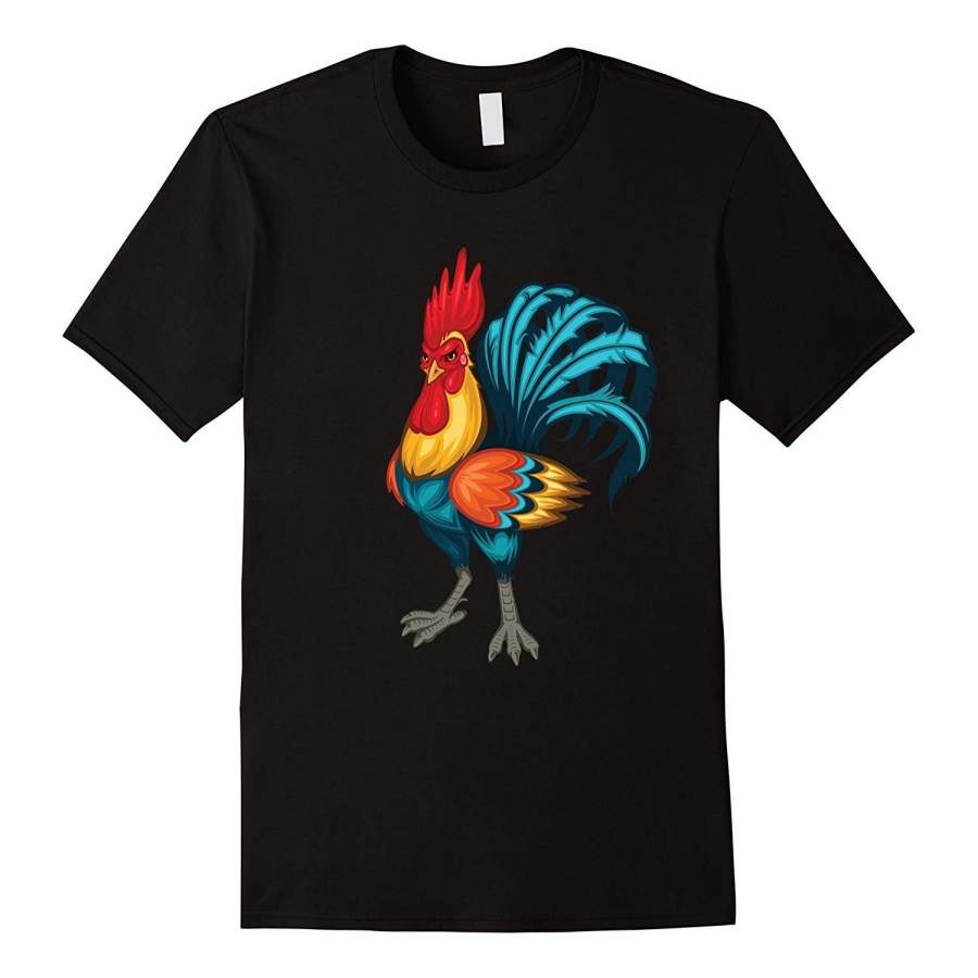 Large Rooster Colorful Male Chicken Cotton T Shirt