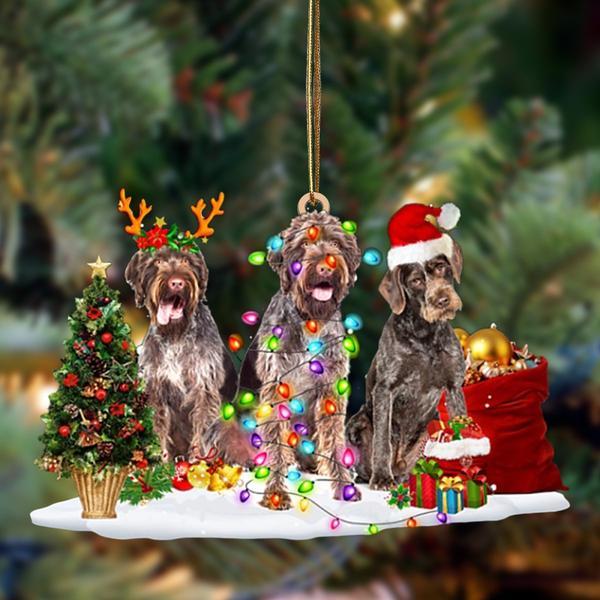 German Wirehaired Pointer-Christmas Dog Friends Hanging Ornament